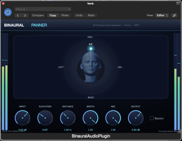 DreamLab Binaural Panner interface