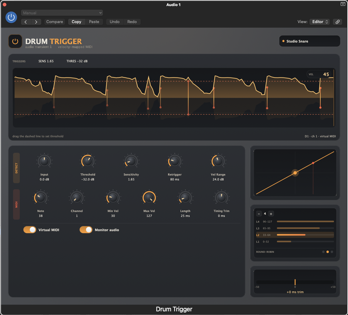 Drum Trigger plugin interface