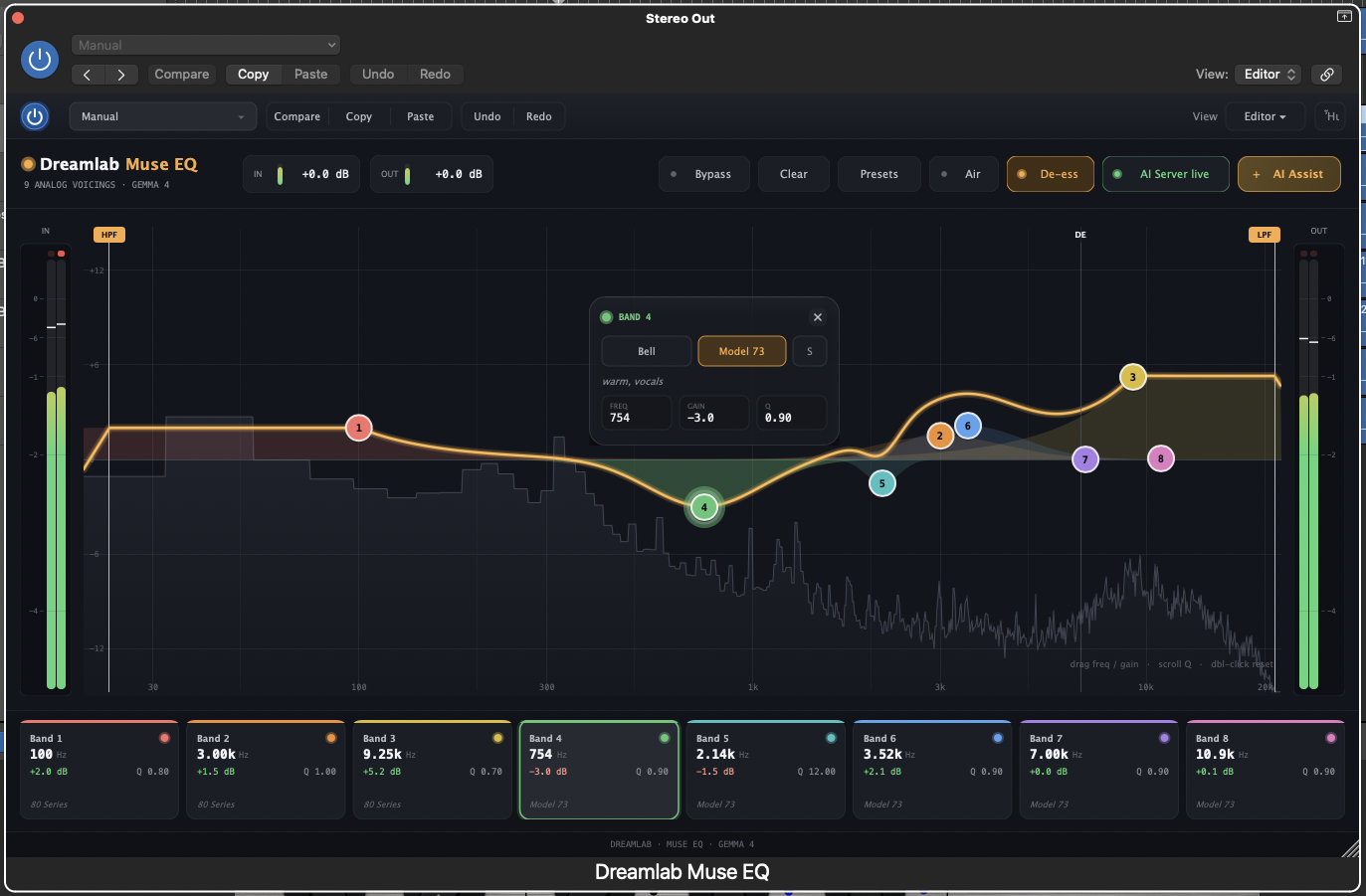 Dreamlab Muse EQ — plugin interface