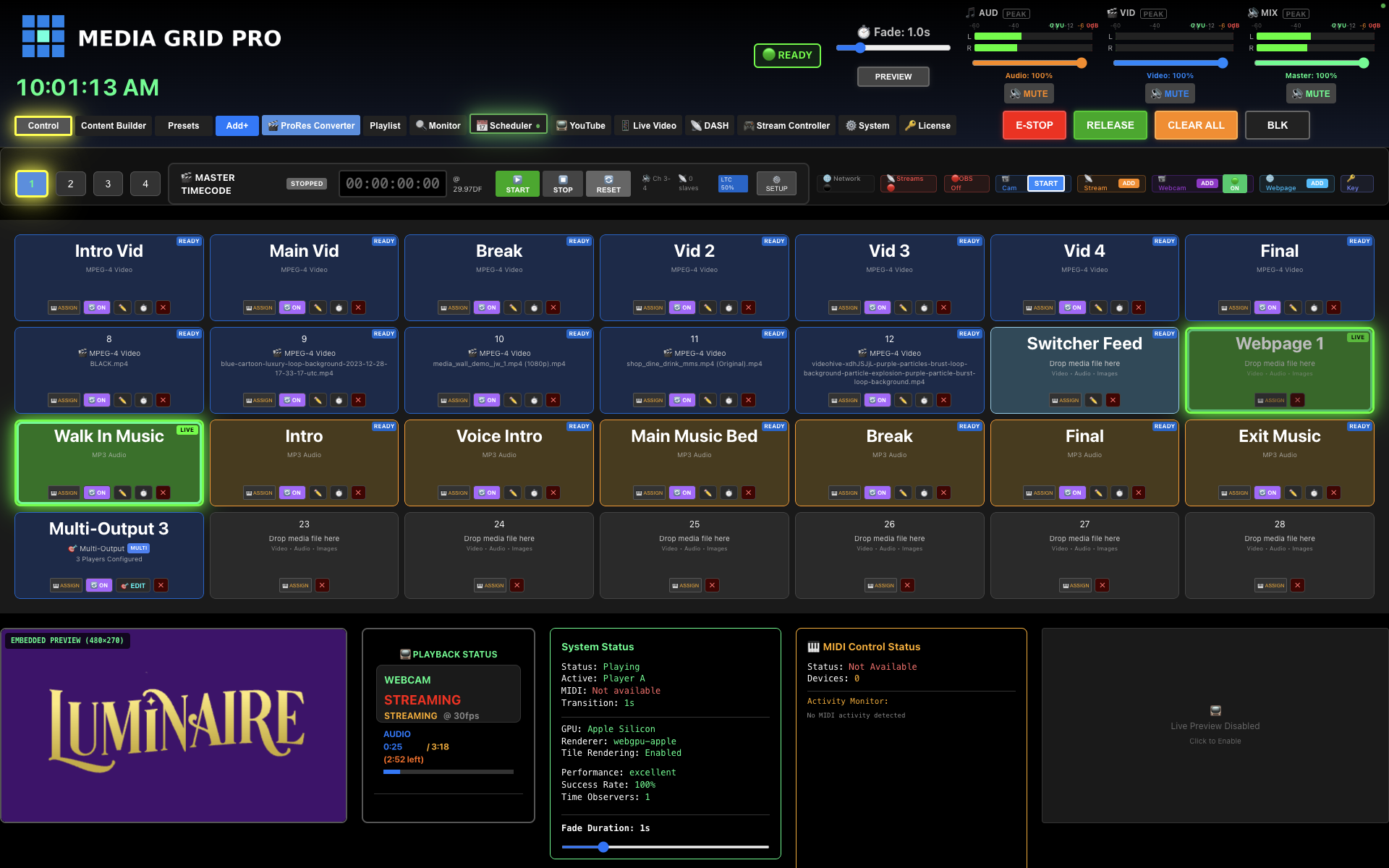 Media Grid Pro Professional Interface